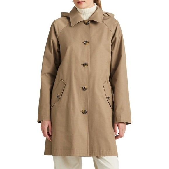 Lauren Ralph Lauren Cotton Blend Rain Trench Coat In beige Size XS - Picture 1 of 11